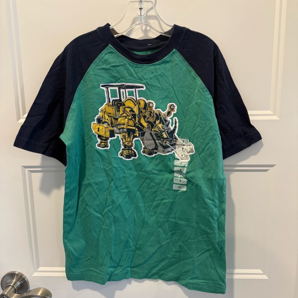 Greendog kids green triceratops tractor shirt - multiple sizes